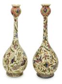 A pair of Zsolnay Pecs pottery vases