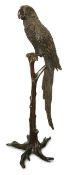 A large bronze figure of a parrot