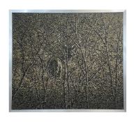 British School (late 20th century) Deer in dense woodland