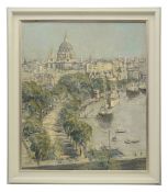 Lord Paul Ayshford Methuen RA, RWS, PPRWA (Brit., 1886-1974) St. Paul's Cathedral & the River Thames