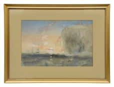 Follower of J.M.W. Turner RA (British, 1775-1851) Shipping in rough waters off a rocky coastline