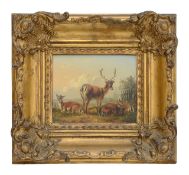 Pieter Gerardus Van Os (Dutch, 1776-1839) Stag and recumbent deer in landscape