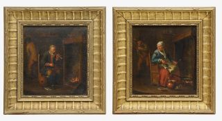 Follower of Jan Steen (Dutch, 1626-1679) Tavern interiors, a pair (2)