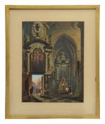 Circle of Samuel Prout (British, 1783-1852) Continental Church Interior