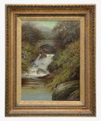 William Mellor (British, 1851-1931) Bridge over rocky river