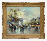 Antoine Blanchard (French, 1910-1988) Champs Elysees and the Arc de Triomphe