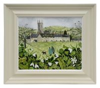 Vanessa Bowman (Contemporary) 'Walking the dog in January, Cattistock village Dorset'