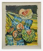 John Bratby (British, 1928-1992) 'Melons on a scattered table cloth'