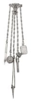A Victorian silver five chain chatelaine