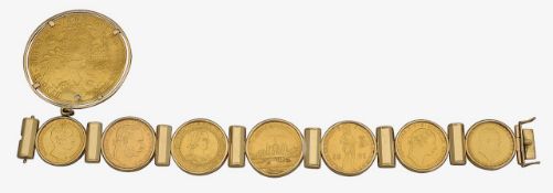 A Continental gold coin bracelet