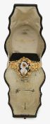 A mid 19th century French hard stone cameo and yellow gold bracelet
