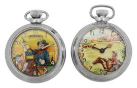 A 1950's Ingersoll 'Jeff Arnold' novelty pocket watch; with another (2)