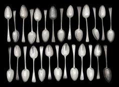 A collection of silver Old English pattern tablespoons