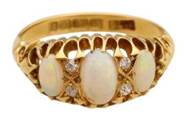 An 18ct Edwardian opal and diamond gypsy ring