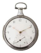 A George III silver pair cased open face pocket watch, London, 1809