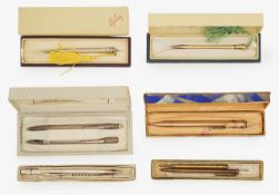 Eight silver, plated and rolled gold propelling pens and pencils