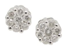 A pair of 9ct diamond cluster ear rings