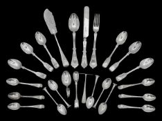 A collection of George III and later silver flatware