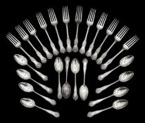 A set of silver forks and spoons, marked Sterling