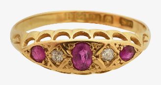 An 18ct Edwardian ruby diamond ring