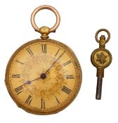 A Victorian 18K gold open faced key wind pocket watch