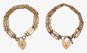 An Edwardian gate bracelet and one other