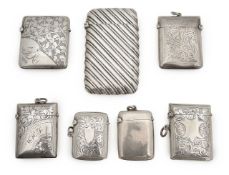 A group of Edward VII and later seven silver vesta cases