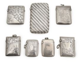 A group of Edward VII and later seven silver vesta cases