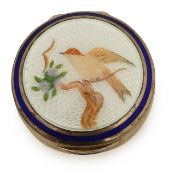 An Italian silver guilloche enamel pillbox