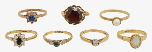 A collection of eight rings