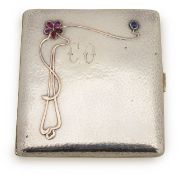 A German Jugendstil silver cigarette case