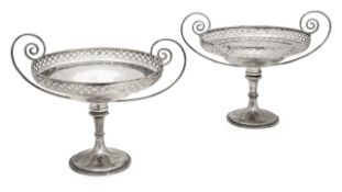 A pair of George V silver tazza