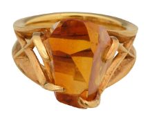 A 1960s citrine abstract ring