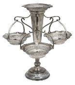 A George V silver three basket epergne