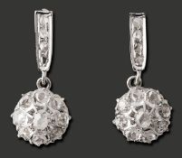 A pair of diamond cluster drops ear rings