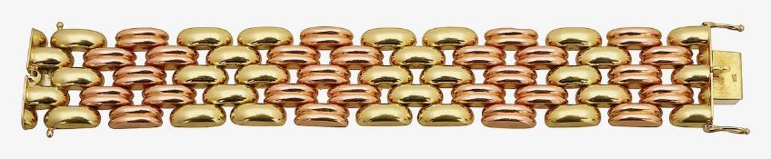 A Continental two coloured gold wide link bracelet