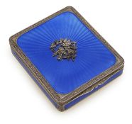 A Continental silver and guilloche enamel case