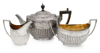 A Victorian silver composed three piece tea service