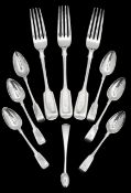 A collection of silver flatware