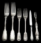 A collection of George III and later knives and forks