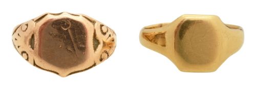 A late Victorian Masonic ring and 18ct signet ring