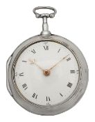 A George III silver pair cased open face pocket watch, Birmingham, 1791