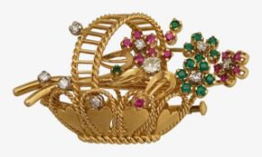 A Continental giardinetto brooch
