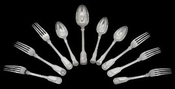 A collection of George III and later silver flatware