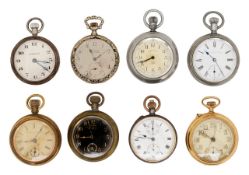 A gun metal open face keyless pocket chronograph