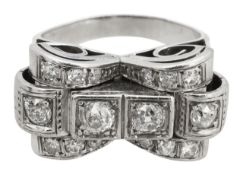 A diamond encrusted tank cocktail ring