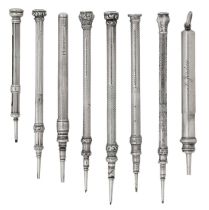 A group of eight Sampson Mordan silver propelling pencils