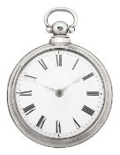 A William IV silver pair cased open face pocket watch, London, 1836