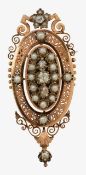 A French gold, seed pearl and diamond brooch