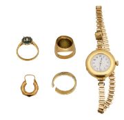 A collection of 18ct jewellery and a watch